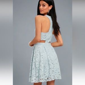 Lulu’s Daisy Date Light Blue Lace Skater Dress